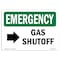 Signmission Safety Sign, OSHA EMERGENCY, 10" Height, Aluminum, Gas Shutoff (Right Arrow), Landscape OS-EM-A-1014-L-10389 - alternate 1